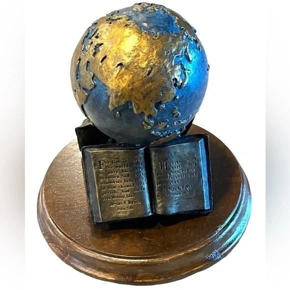Signed Max Greiner Earth Globe The Great Commission Numbered Bible Sculptures